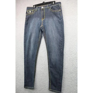 Women's Free Culture Blue Jeans-Straight-Distressed-Size 16